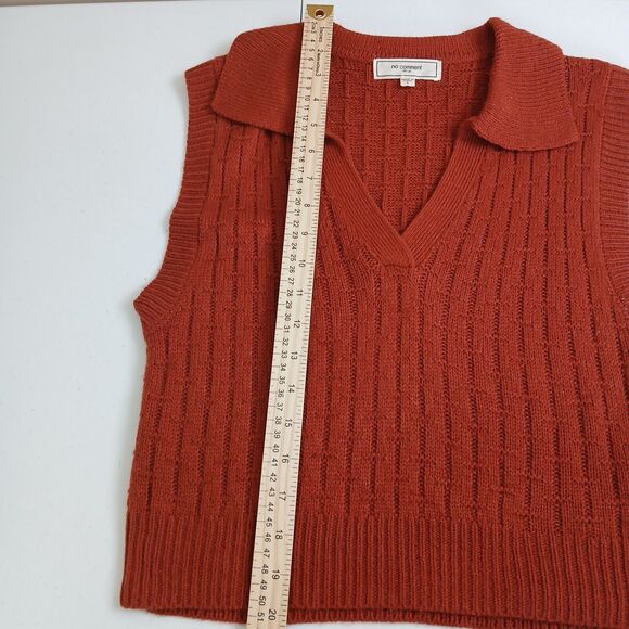 No Comment Collared Sleeveless Knit Sweater‎ Women Large Textured Retro Preppy - Picture 7 of 9